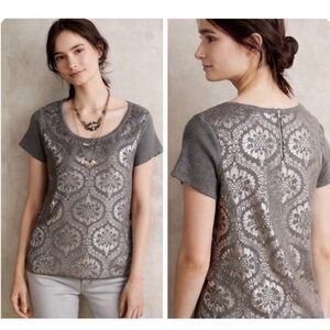 anthropologie moth drawing room foil sweater